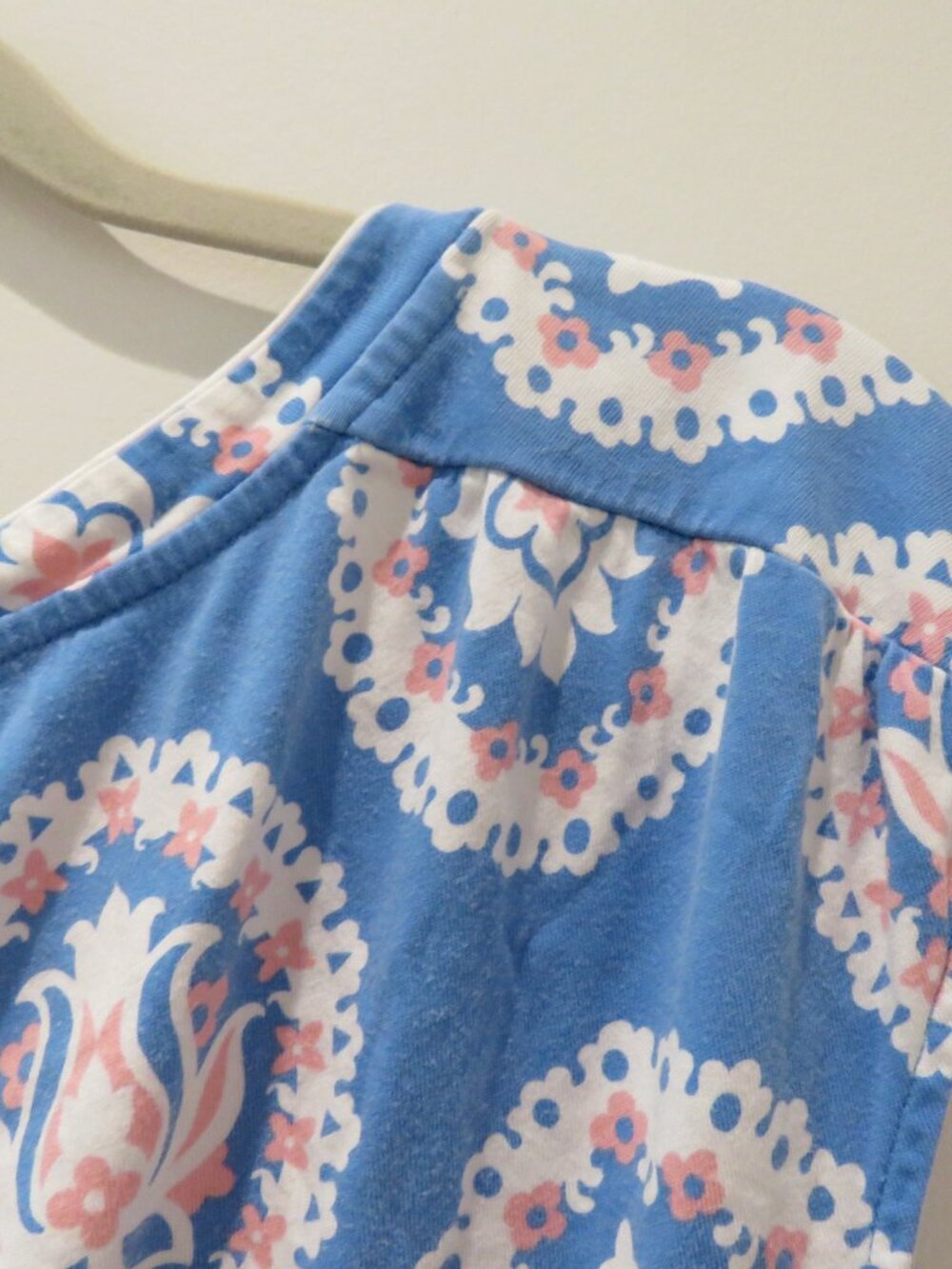 BODEN Weekend Jersey Dress Bright Cyan Woodblock Floral Size 12 Preppy Stretch - Picture 8 of 10